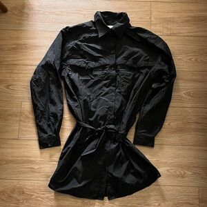 Bash Pearl belted mini shirt dress on black